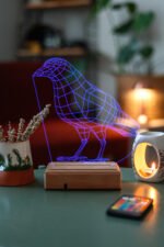 Özel Tasarım Karga 3D 16 Renk Dekoratif Led Lamba