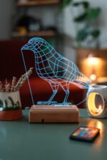 Özel Tasarım Karga 3D 16 Renk Dekoratif Led Lamba - Görsel 3