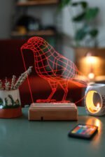 Özel Tasarım Karga 3D 16 Renk Dekoratif Led Lamba - Görsel 5