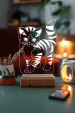 Özel Tasarım Sevimli Kedi 3D 16 Renk Dekoratif Led Lamba