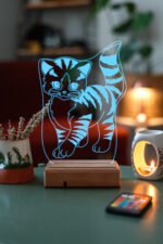 Özel Tasarım Sevimli Kedi 3D 16 Renk Dekoratif Led Lamba - Görsel 4