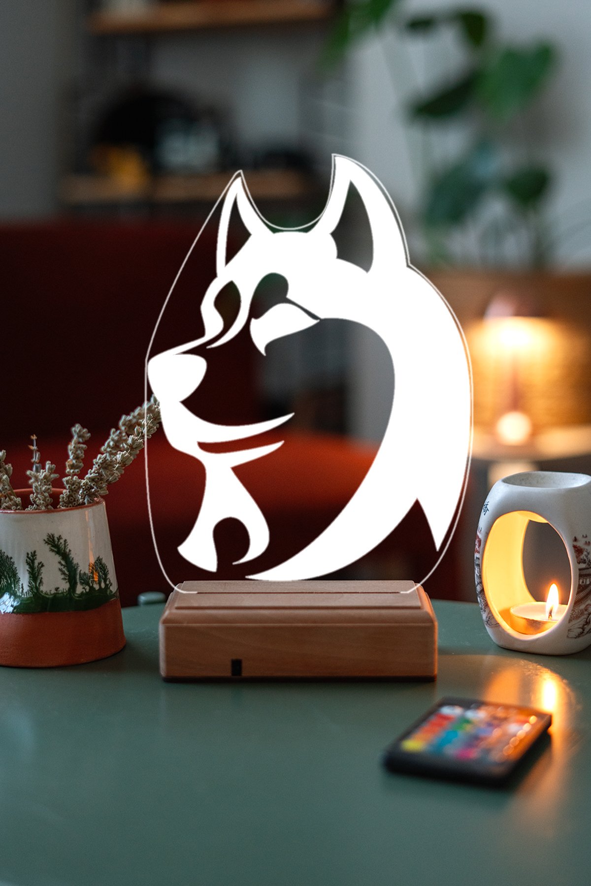 MDW-AN-1160 Husky Köpek 3D 16 Renk Gece Lambası - Görsel 1