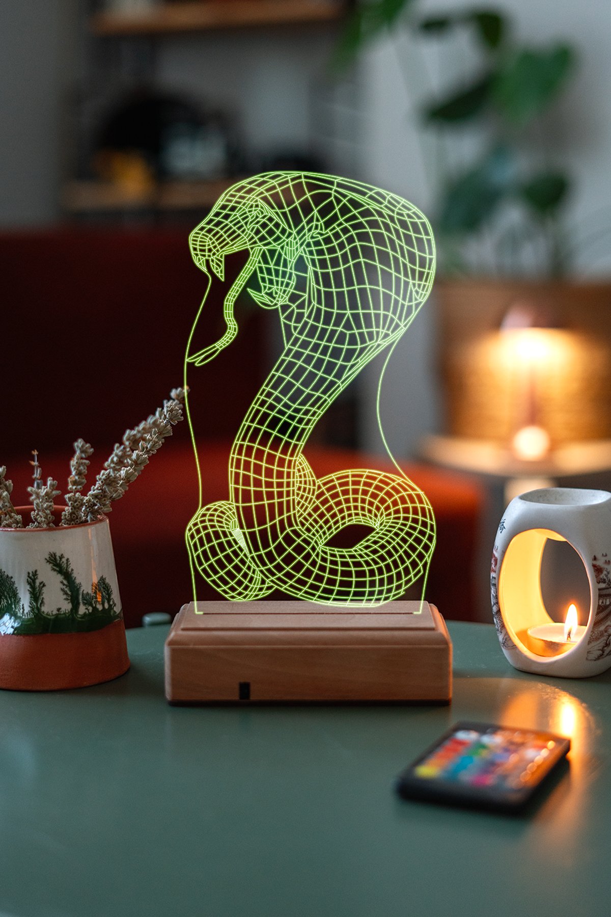 MDW-AN-1190 Özel Tasarım Yılan 3D 16 Renk Dekoratif Led Lamba - Görsel 1