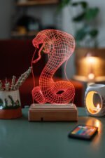 Özel Tasarım Yılan 3D 16 Renk Dekoratif Led Lamba - Görsel 4