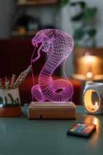 Özel Tasarım Yılan 3D 16 Renk Dekoratif Led Lamba - Görsel 5