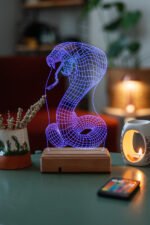 Özel Tasarım Yılan 3D 16 Renk Dekoratif Led Lamba - Görsel 6