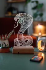 Özel Tasarım Yılan 3D 16 Renk Dekoratif Led Lamba - Görsel 7