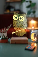 3D Baykuş 16 Renk Gece Lambası