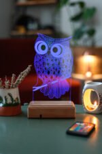 3D Baykuş 16 Renk Gece Lambası - Görsel 6