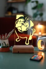 Köpek Pug 16 Renk Gece Lambası - Görsel 5