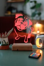 Köpek Pug 16 Renk Gece Lambası - Görsel 6