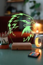 Özel Tasarım Kara Kartal 3D 16 Renk Dekoratif Led Gece Lambası - Görsel 3