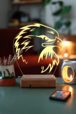 Özel Tasarım Kara Kartal 3D 16 Renk Dekoratif Led Gece Lambası - Görsel 5