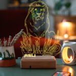 Kişiye Özel 3D Aslan 16 Renk Dekoratif Led Lamba