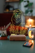 Kişiye Özel 3D Aslan 16 Renk Dekoratif Led Lamba