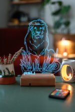 Kişiye Özel 3D Aslan 16 Renk Dekoratif Led Lamba - Görsel 2