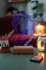 Kişiye Özel 3D Tüylü At 16 Renk Dekoratif Led Lamba - Görsel 5