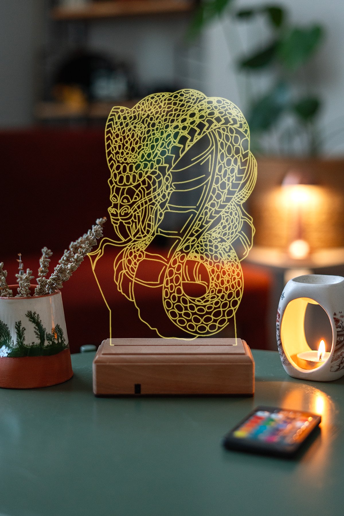 MDW-AN-1400 Kişiye Özel 3D Yılan Venom 16 Renk Dekoratif Led Lamba - Görsel 1
