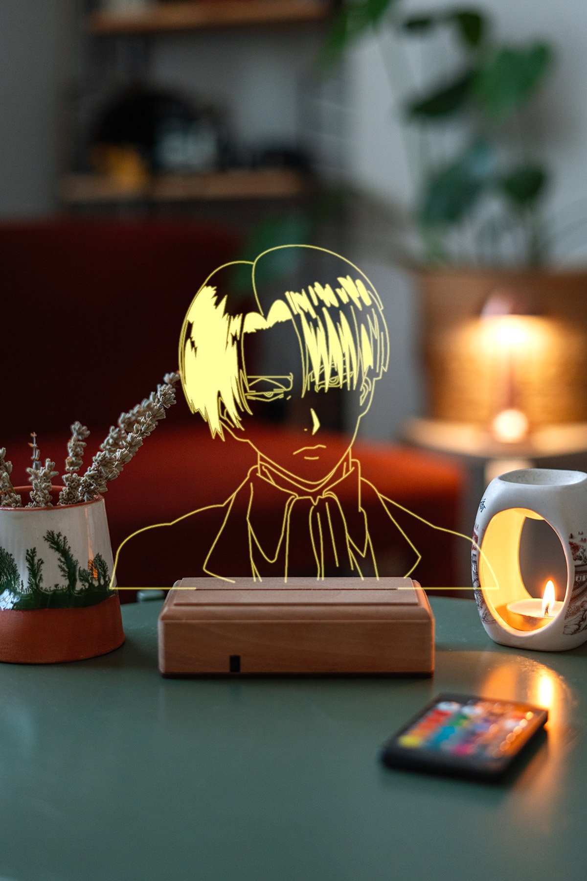 MDW-ANM-155 Attack On Titan Levi Ackerman 16 Renk Anime Gece Lambası - Görsel 1