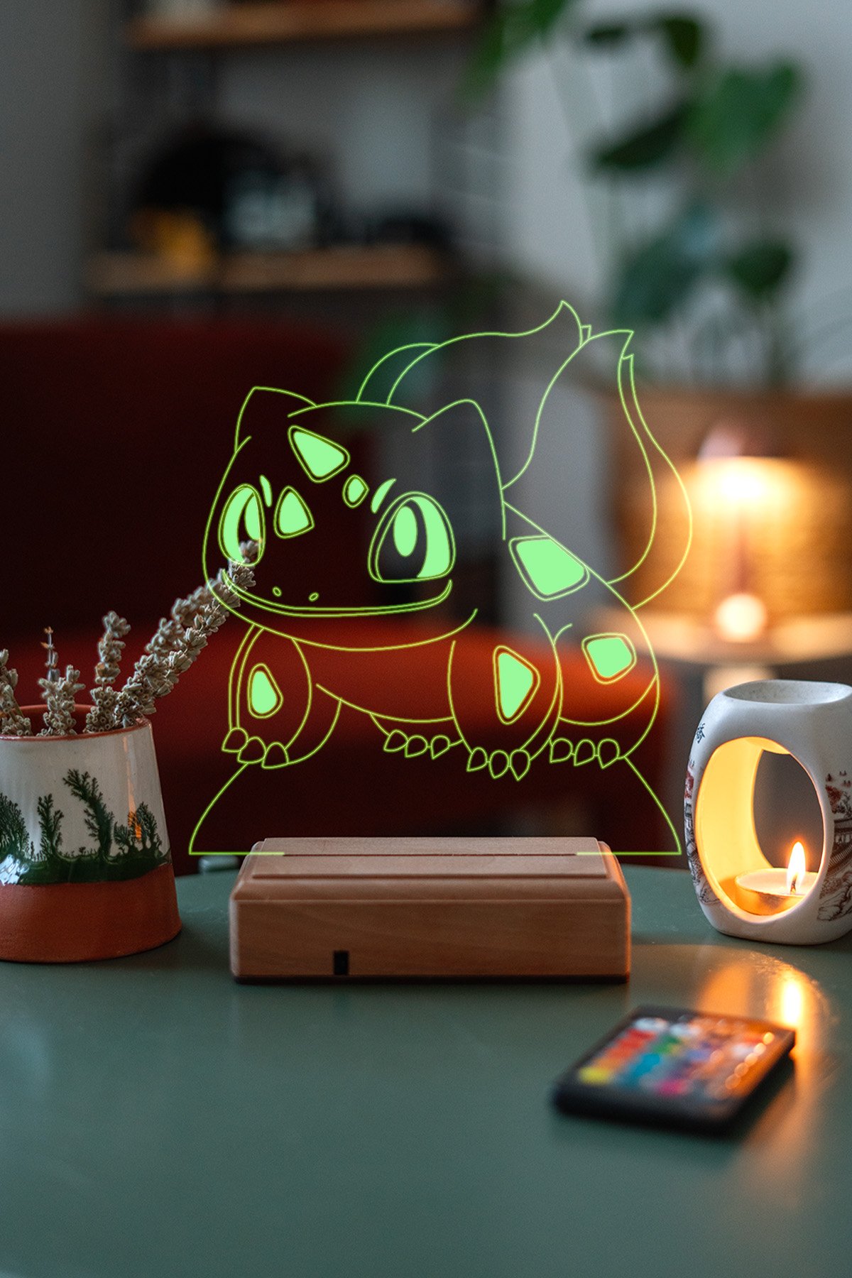 MDW-ANM-214 Pokemon Bulbasaur 16 Renkli Kumandalı Anime Gece Lambası - Görsel 1