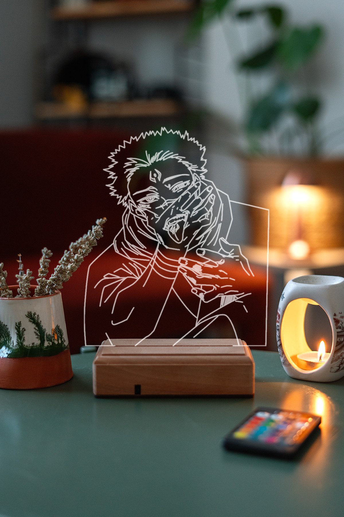 MDW-ANM-218 Sukuna Jujutsu Kaisen 16 Renkli Kumandalı Anime Gece Lambası - Görsel 1