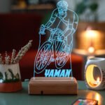 Kişiye Özel 3D Bisiklet Sporcu Led Masaüstü ve Gece Lambası