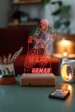 Kişiye Özel 3D Bisiklet Sporcu Led Masaüstü ve Gece Lambası - Görsel 3