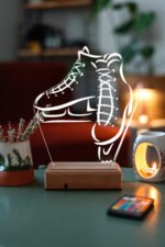 Kişiye Özel 3D Buz Pateni Masaüstü Led Lamba
