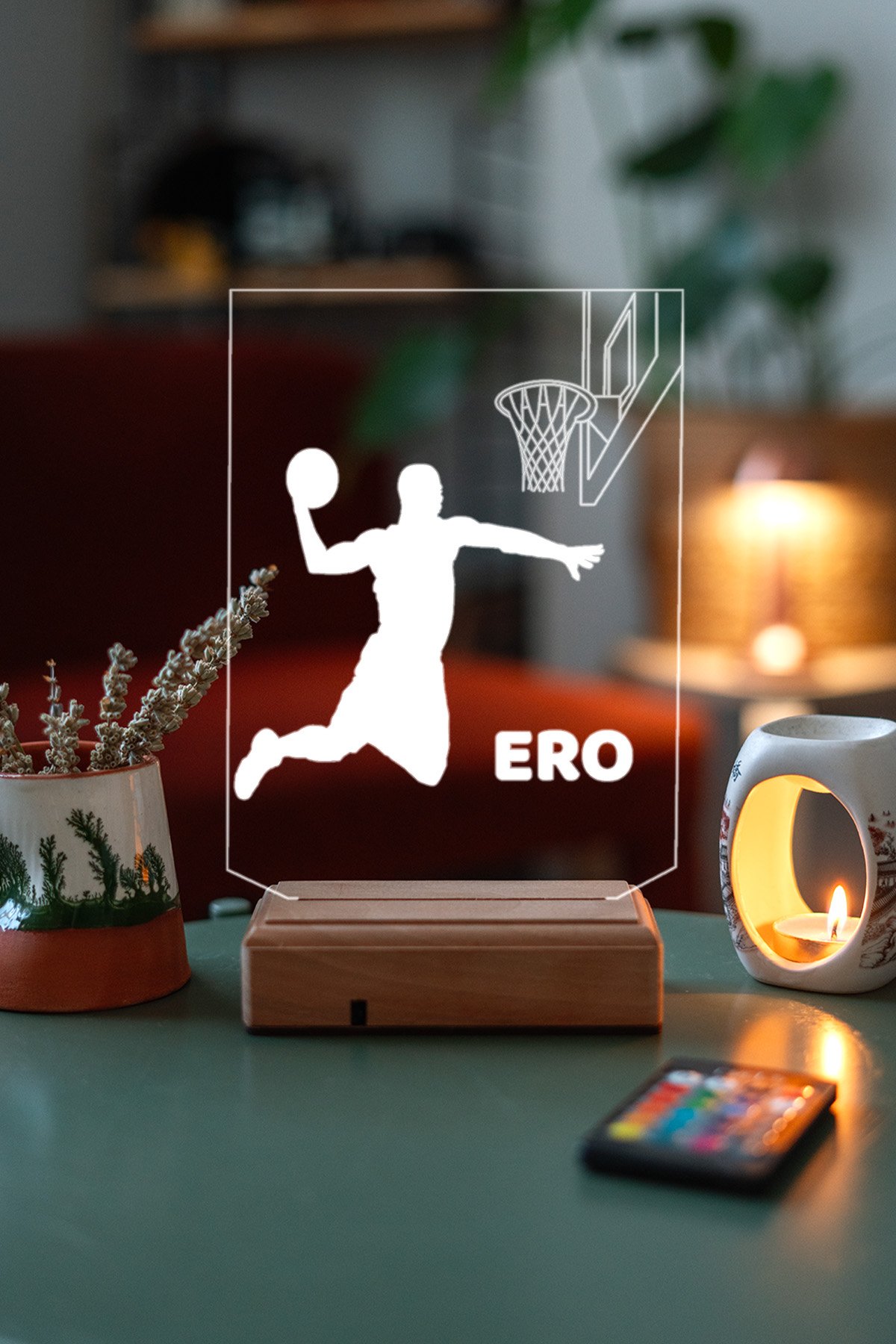 MDW-BT-1010 Kişiye Özel Basketbol Masaüstü 3D Led Lamba - Görsel 1