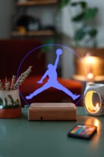 Michael Jordan Logo, Basketbol Hediyesi 16 Renkli Kumandalı Gece Lambası - Görsel 2