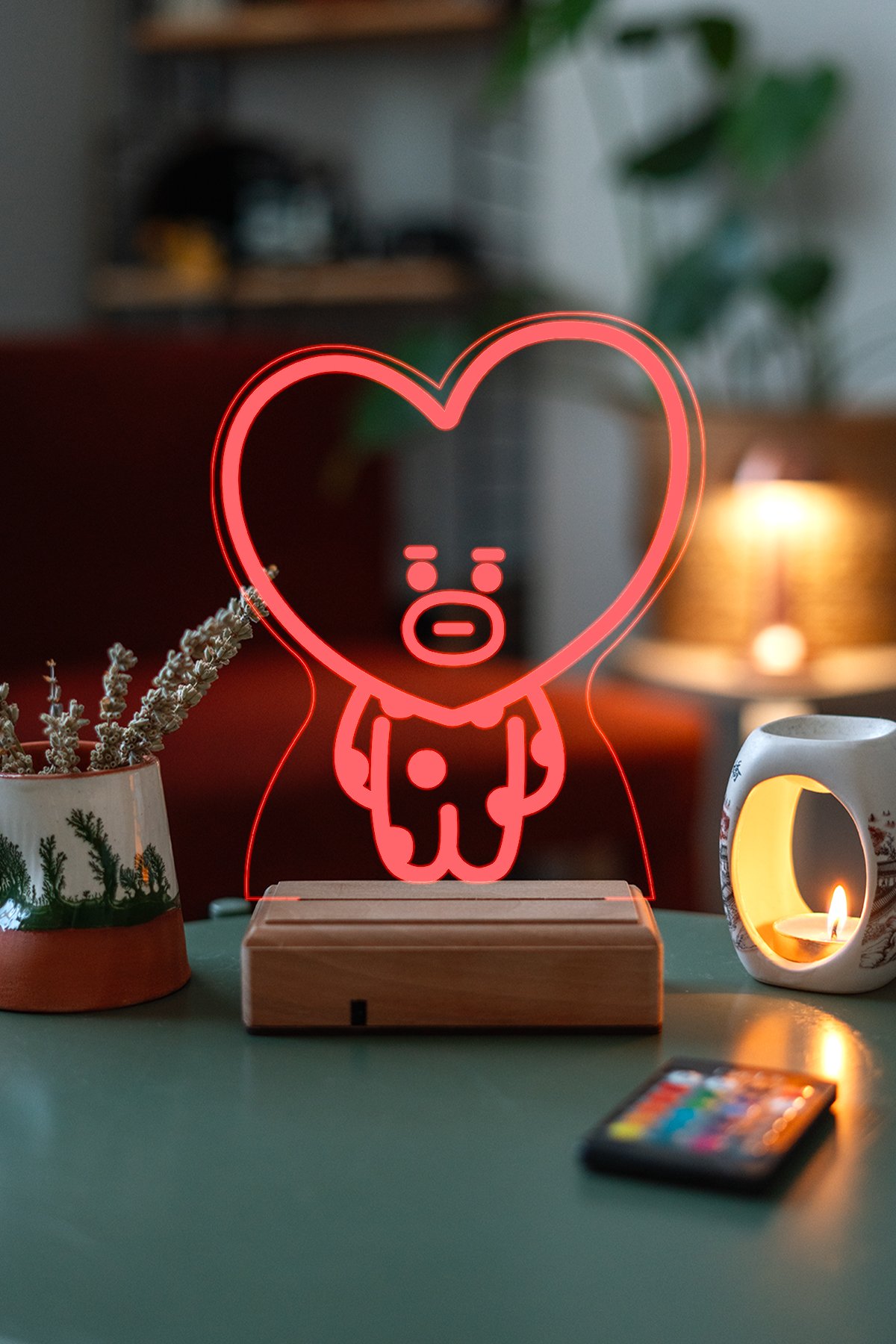 MDW-BTS-009 BT21 TATA Bts Taehyung 16 Renk Kumandalı Gece Lambası - Görsel 1