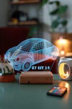 Kişiye Özel 3D Plakalı Araba Masaüstü Led Lamba