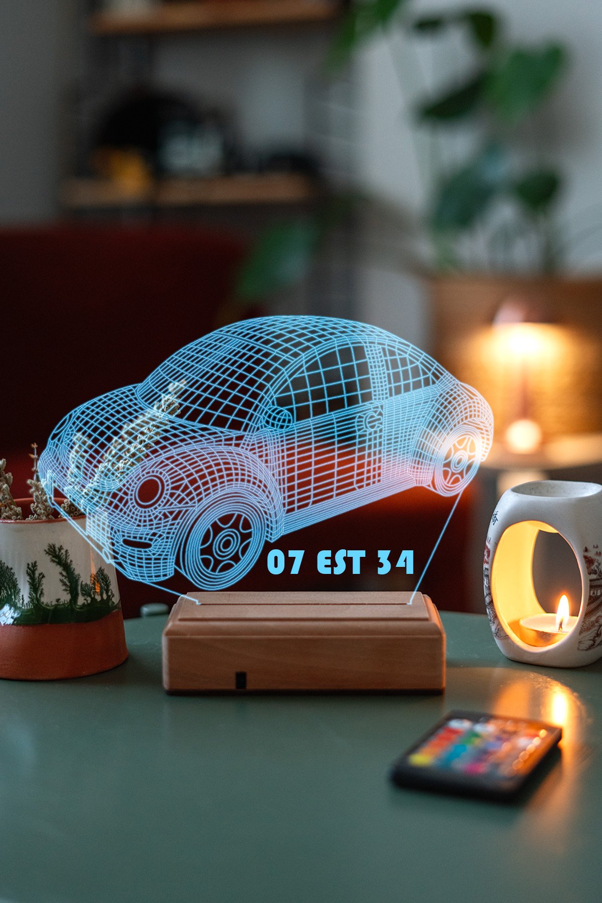 MDW-CC-1030 Kişiye Özel 3D Plakalı Araba Masaüstü Led Lamba - Görsel 1