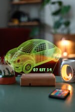 Kişiye Özel 3D Plakalı Araba Masaüstü Led Lamba - Görsel 2