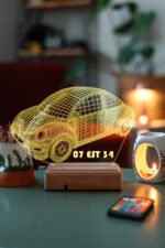 Kişiye Özel 3D Plakalı Araba Masaüstü Led Lamba - Görsel 3
