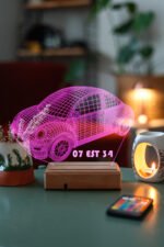 Kişiye Özel 3D Plakalı Araba Masaüstü Led Lamba - Görsel 5