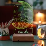 Çocuklara Özel Hediye 3D Led Ay Ve Ayıcık Gece Lambası