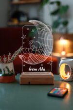Çocuklara Özel Hediye 3D Led Ay Ve Ayıcık Gece Lambası - Görsel 3