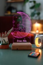 Çocuklara Özel Hediye 3D Led Ay Ve Ayıcık Gece Lambası - Görsel 7