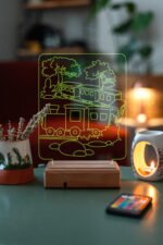 Özel Tasarım Trenler ve Ağaçlar 3D Led Lamba - Görsel 2