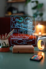 Özel Tasarım Trenler ve Ağaçlar 3D Led Lamba - Görsel 3