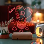 Kişiye Özel 3D Tavşan ve Kalp Masaüstü Dekoratif Led Lamba