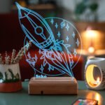 Kişiye Özel 3D Uzay ve Roket Masaüstü Led Cocuklara Hediye Lamba