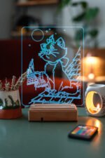 Özel Tasarım 3D Kedi Masaüstü Çocuklara Hediye Led Lamba - Görsel 4