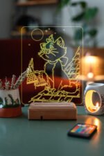 Özel Tasarım 3D Kedi Masaüstü Çocuklara Hediye Led Lamba - Görsel 5