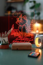 Özel Tasarım 3D Kedi Masaüstü Çocuklara Hediye Led Lamba - Görsel 6