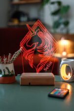 Kişiye Özel 3D Unicorn, Kız Çocuğuna Hediye Masaüstü Led Lamba - Görsel 2