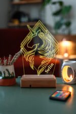 Kişiye Özel 3D Unicorn, Kız Çocuğuna Hediye Masaüstü Led Lamba - Görsel 3