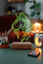 Kişiye Özel 3D Unicorn, Kız Çocuğuna Hediye Masaüstü Led Lamba - Görsel 5