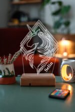 Kişiye Özel 3D Unicorn, Kız Çocuğuna Hediye Masaüstü Led Lamba - Görsel 7
